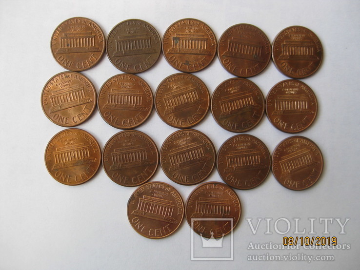 1 цент США 1982-2002 гг. (без повторов), 17 штук, фото №9