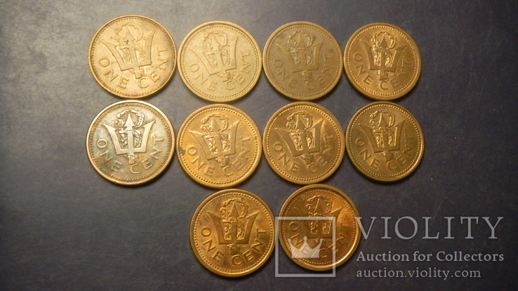 1 цент Барбадос (порічниця) 10шт, всі різні, фото №3