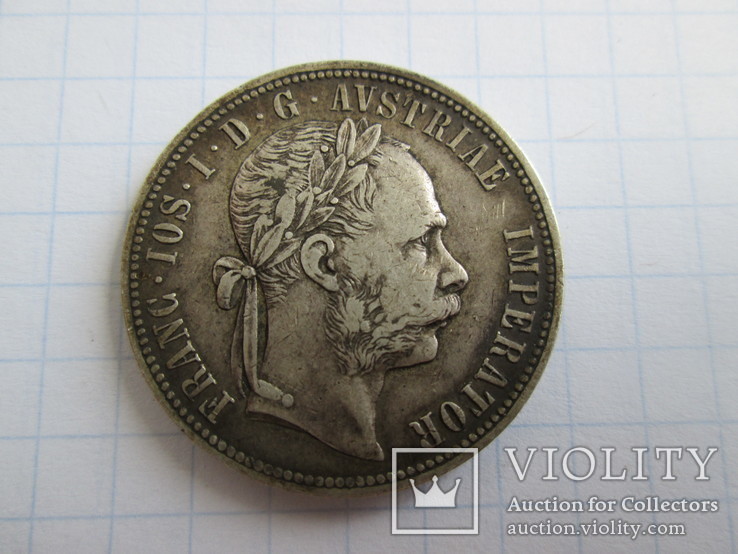 1 Флорин 1881 Австро-Венгрия серебро, фото №2