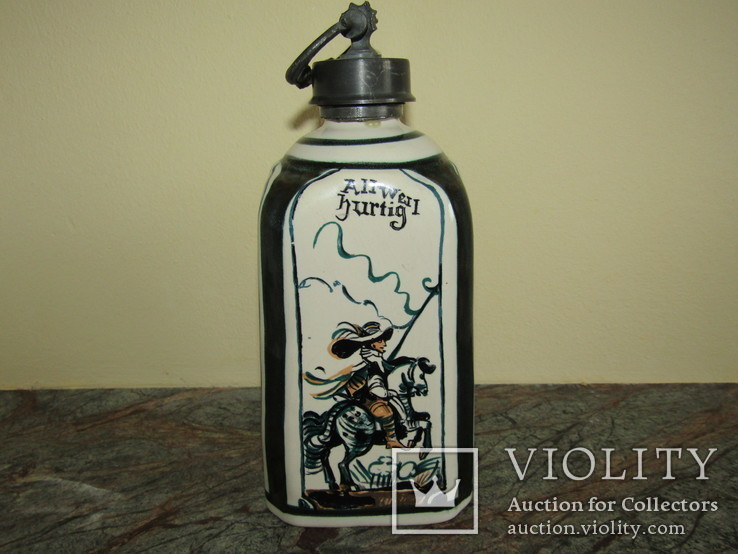 Фляга бутылка для виски коньяка водки клеймо Ulmer Keramik, фото №2