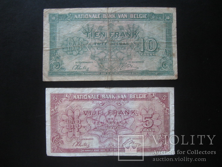 5 и 10 франков 1943 г.в. Бельгия, фото №3