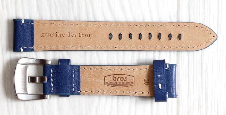 Ремешок для часов BROS (ИТАЛИЯ) из натуральной кожи. Синий 20 мм, фото №4