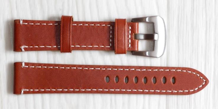 Ремешок для часов BROS (ИТАЛИЯ) из натуральной кожи. Красно коричневого цвета 20 мм, фото №2