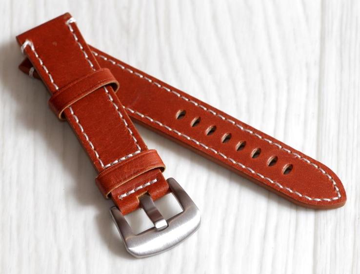 Ремешок для часов BROS (ИТАЛИЯ) из натуральной кожи. Красно коричневого цвета 20 мм, фото №3