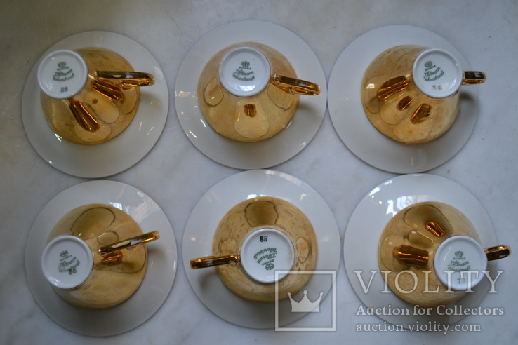 Кофейный сервиз в позолоте Bavaria Seltmann Vohenstrauß Gold на 6 персон (15 предметов), фото №8