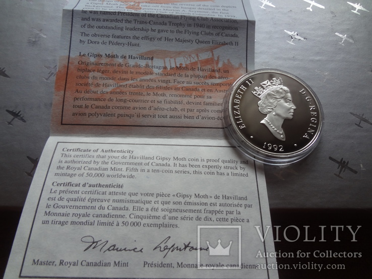 20 долларов 1992 Хевиленд Гипси Метт серебро, фото №6