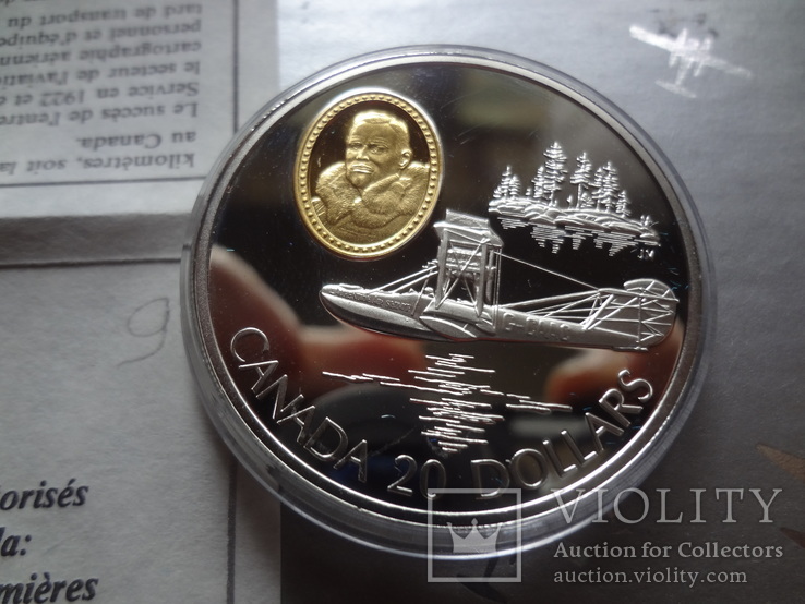 20 долларов  1994 Куртис HS-2L Канада серебро ~, фото №2