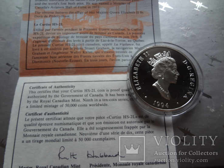 20 долларов  1994 Куртис HS-2L Канада серебро ~, фото №6
