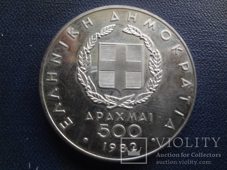 500 драхм 1982  Греция  серебро  (,1.5.7)~, фото №4