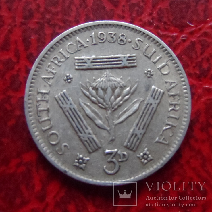 3 пенса 1938 Южная Африка серебро (,12.1.30)~, фото №2