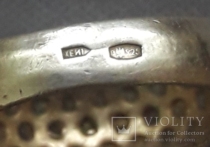 Серебряное кольцо с  камушками 925 пробы, фото №5