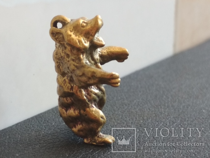 Медведь бронза брелок коллекционная миниатюра, фото №3