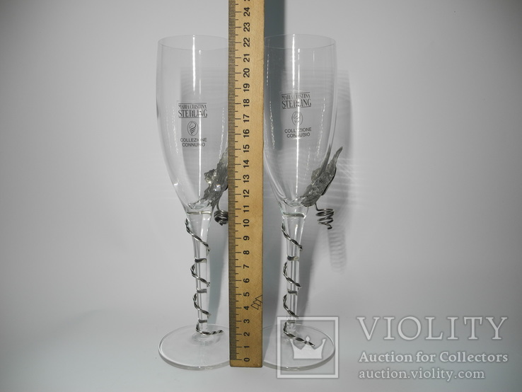 Свадебные бокалы для шампанского Maria Cristina Sterling Италия ( серебро 925 пр )