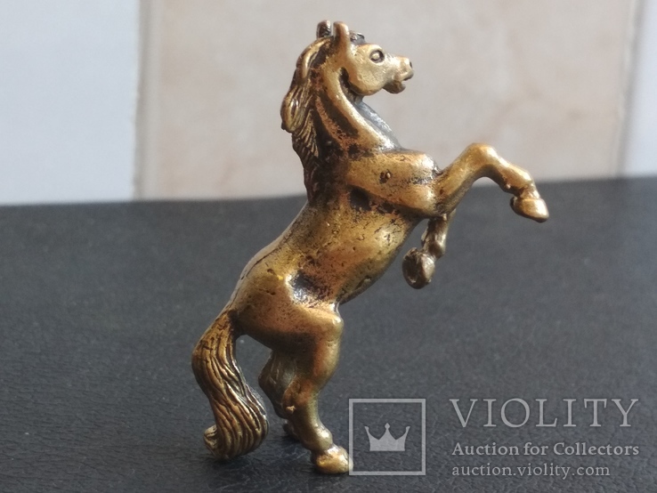 Лошадь на дыбах бронза брелок коллекционная миниатюра, фото №5
