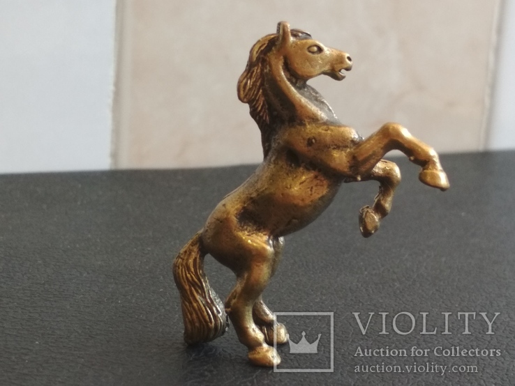 Лошадь на дыбах бронза брелок коллекционная миниатюра, фото №6