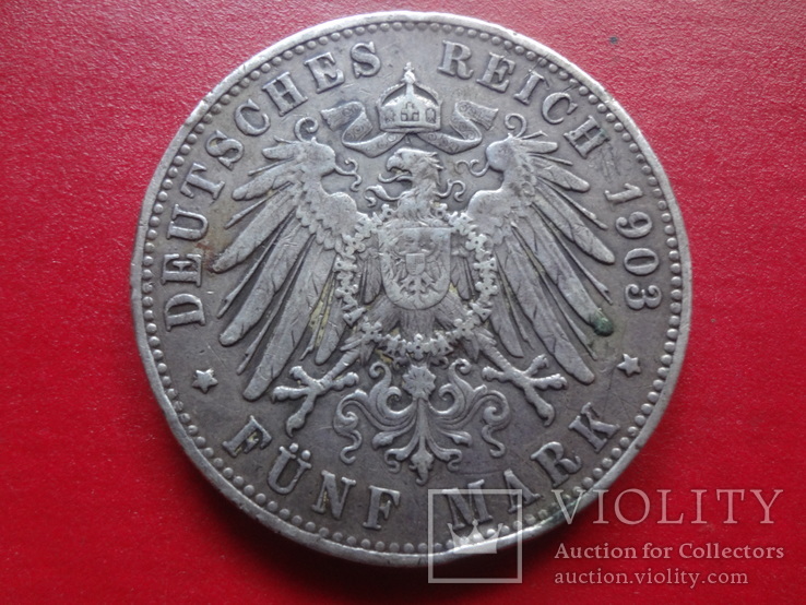 5 марок 1903 Саксония серебро   (,4.3.3)~, фото №3