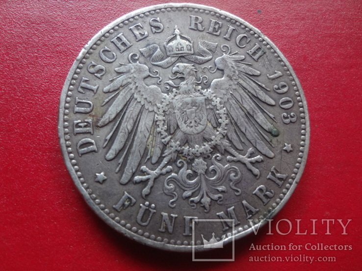 5 марок 1903 Саксония серебро   (,4.3.3)~, фото №4
