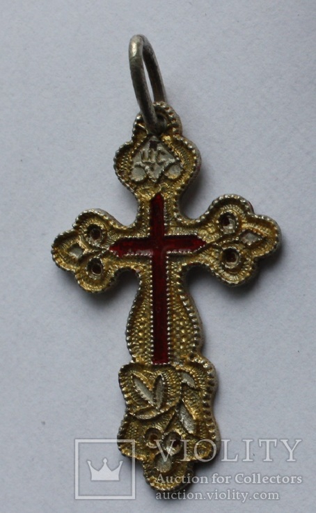 Старинный серебряный крестик с эмалями., фото №4
