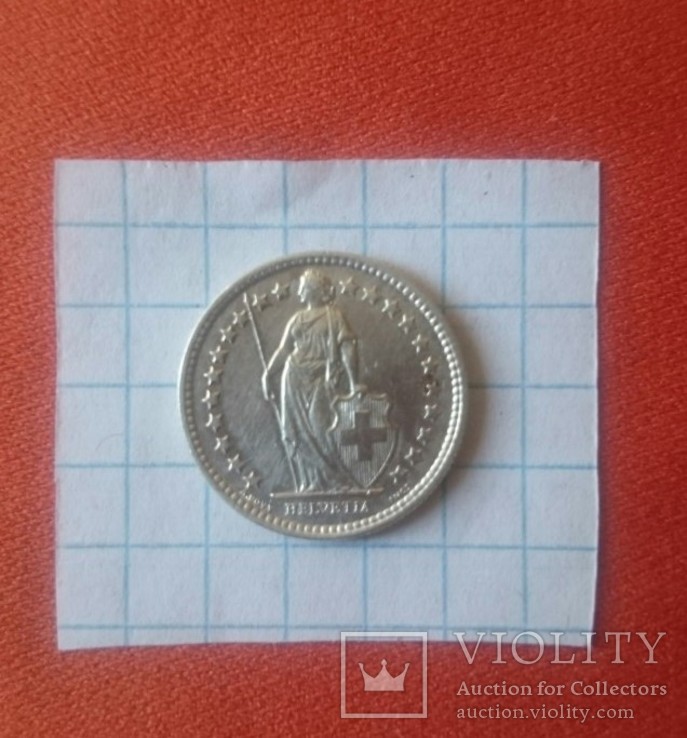 1/2 франка 1958 серебро  Швейцария, фото №5