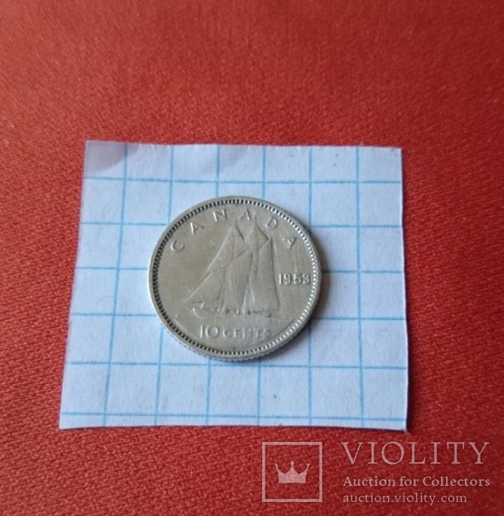 10 центов 1953 Канада серебро, фото №6