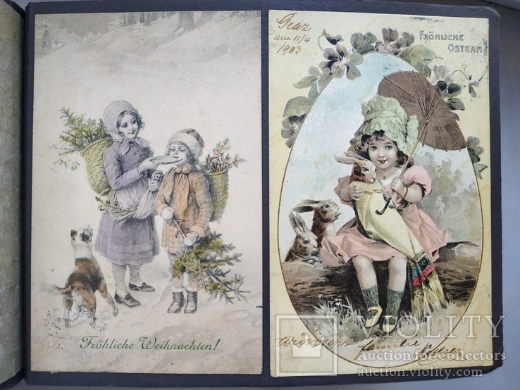 Альбом с  открытками, многие довоенные (открыток 81 шт ,наклеены ), фото №2