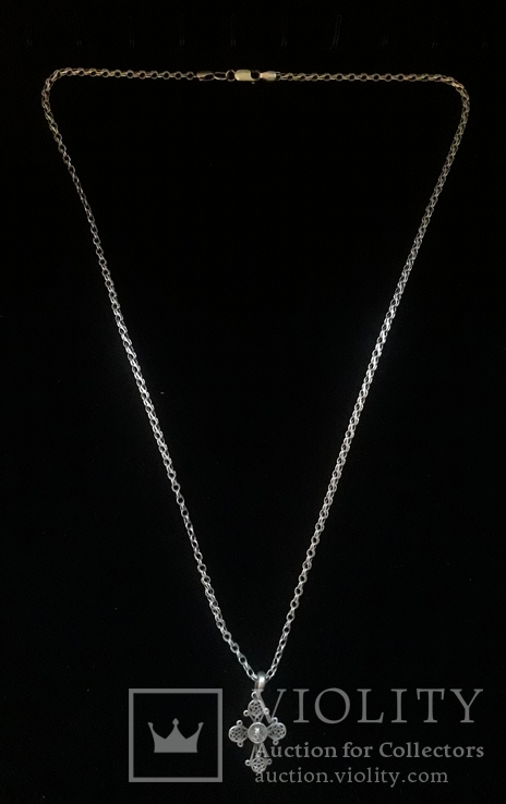 Серебренная цепочка с крестиком серебро 925 пробы, фото №3