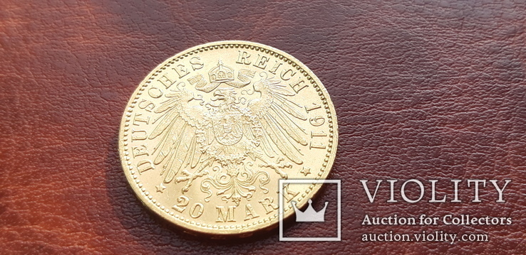 Золото 20 марок 1911 г. Баден, фото №7
