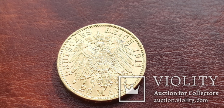 Золото 20 марок 1911 г. Баден, фото №8