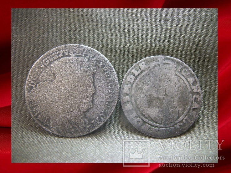 Орт 1754, 18 грошей, Август 3 и шестак Ян Казимир, фото №2