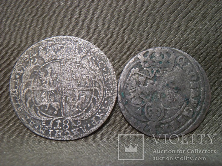 Орт 1754, 18 грошей, Август 3 и шестак Ян Казимир, фото №4