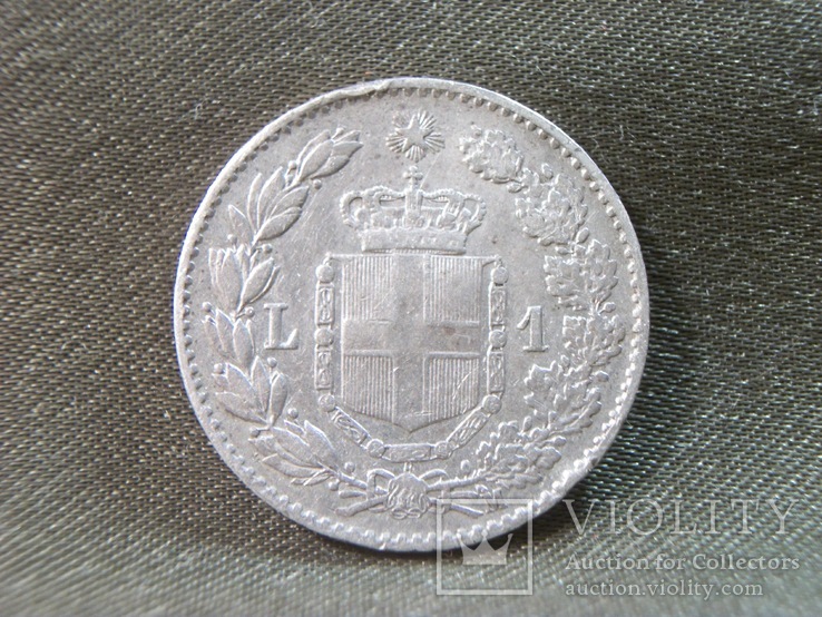 1 лира 1887 год Италия , Король Умберто 1-й, серебро, фото №4