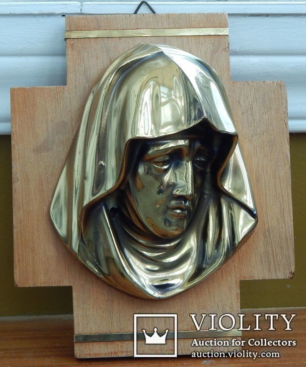 Крест настенный с изображением Богородицы, бронза (литьё), Европа, 1960-1970 г.в., фото №2