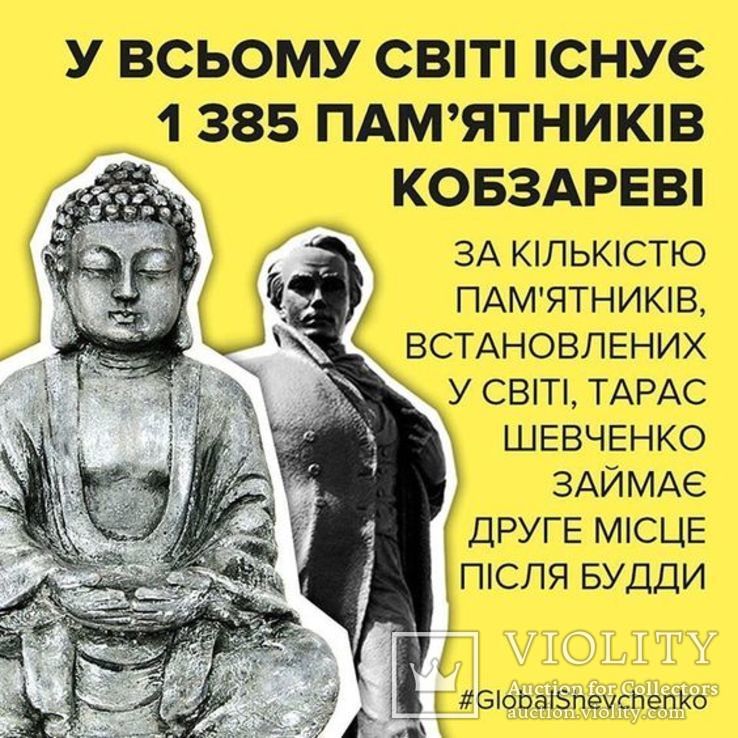Шевченко. У всьому світі існує 1385 пам"ятників Кобзареві.