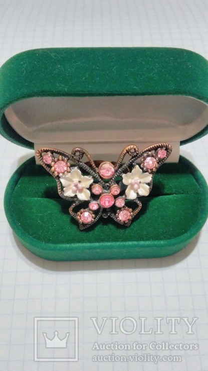 Кольцо в заводской коробке,бабочка., фото №2