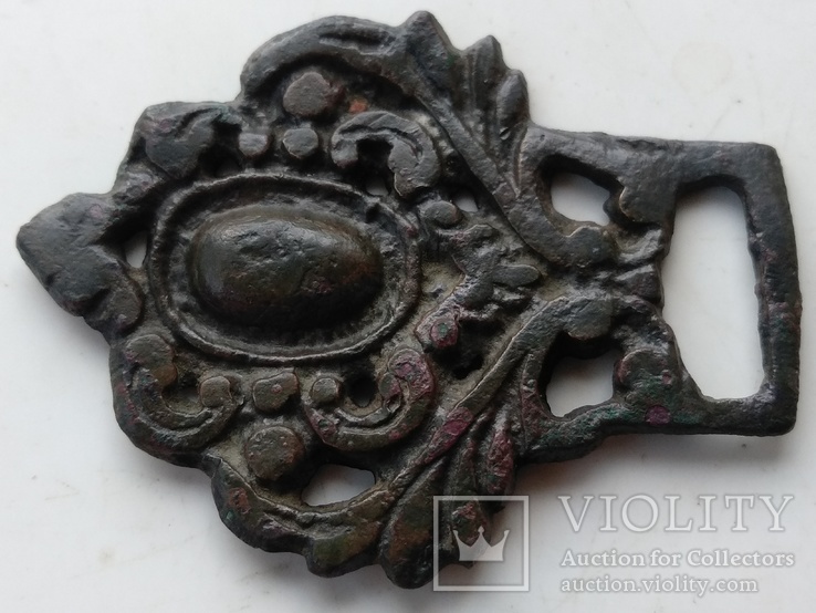Старинная бронзовая поясная пряжка XVlll-й век ( в патине )., фото №10