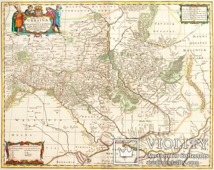 Карта Украины французского инженера и географа Гийома Левассера де Боплана. печать.