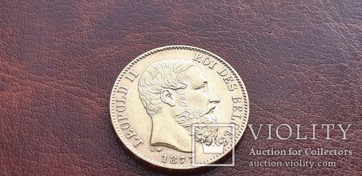 Золото  20 франков 1877 г. Бельгия, фото №4