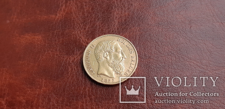Золото  20 франков 1877 г. Бельгия, фото №5