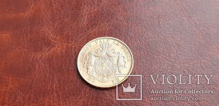 Золото  20 франков 1877 г. Бельгия, фото №6
