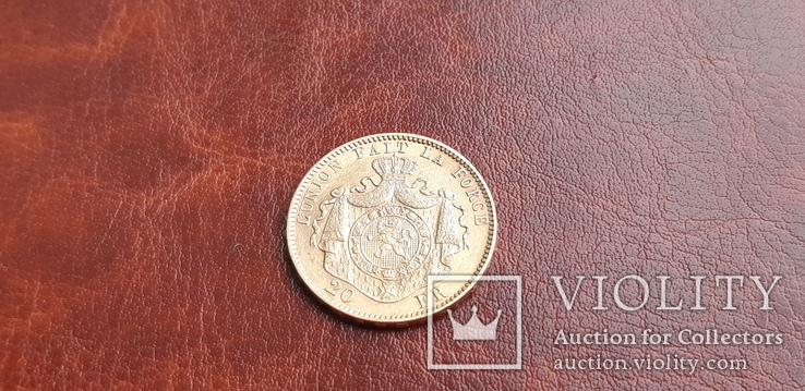 Золото  20 франков 1877 г. Бельгия, фото №9