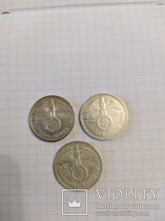 Три монеты по 2 марки, 1937 и 1938 годов., фото №4
