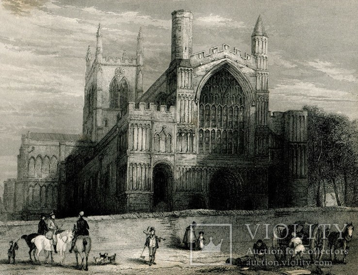 Grawerowanie. 1836. Rochesterskij katedra. Wydanie Effingema Wilsona. Londyn. 265h175mm