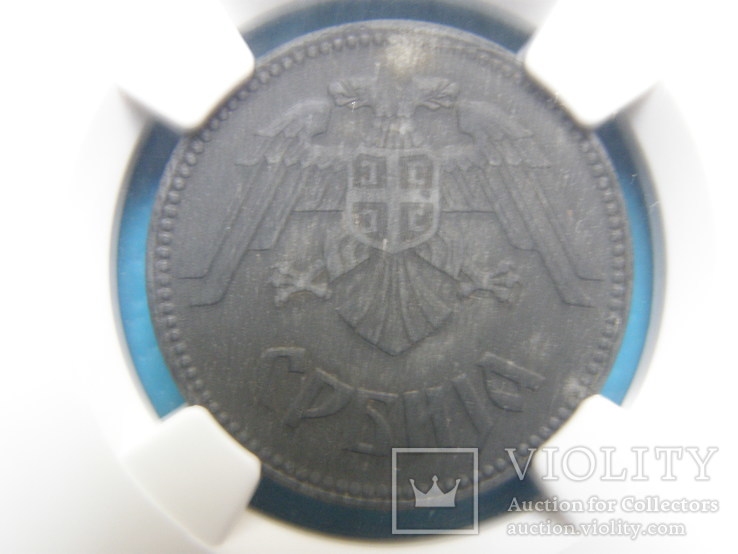 Сербия 10 Динаров 1943г. Немецкая окупация в слабе NGC AU, фото №4