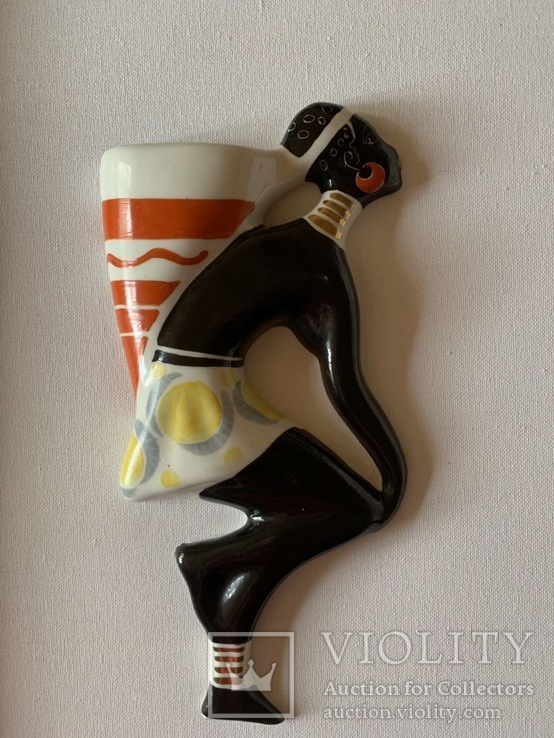 Настенная скульптура ваза кашпо Конго , Коростень фарфор СССР., фото №4