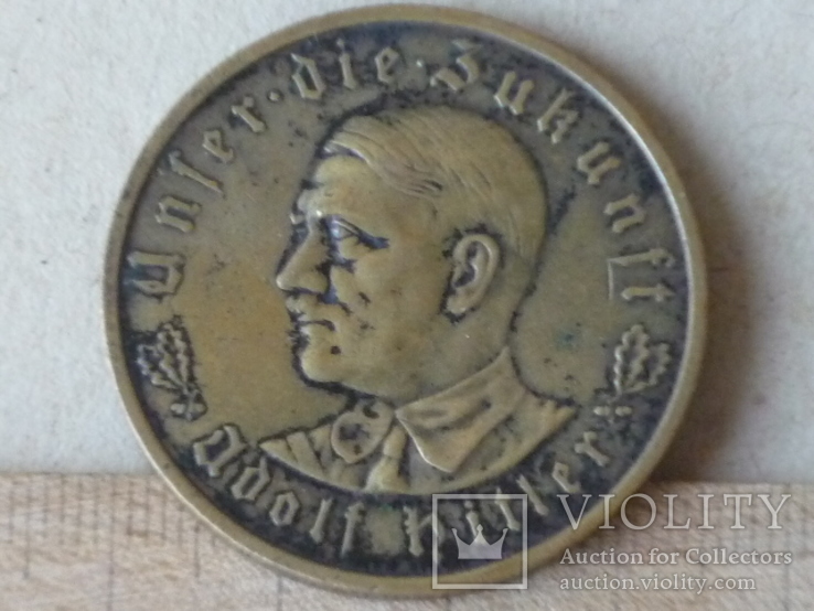 Настольная медаль " За нами будущее ! 1933г. А.Гитлер"., фото №2