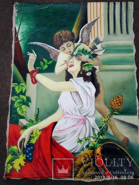 Красивая картина девушка с ангелом, photo number 2