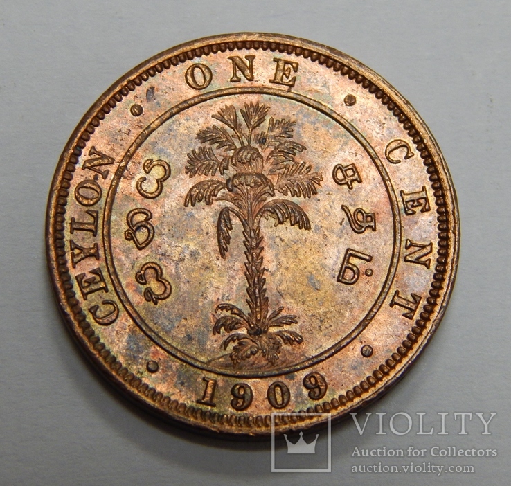 1 цент, 1909 г Цейлон