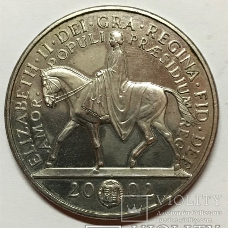 Великобритания 5 фунтов 2002 Unc Золотой юбилей, фото №4