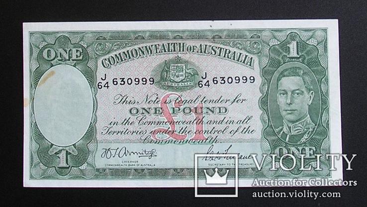 Австралия 1 фунт 1942 XF Australia 1 pound Armitage McFarlane, фото №2