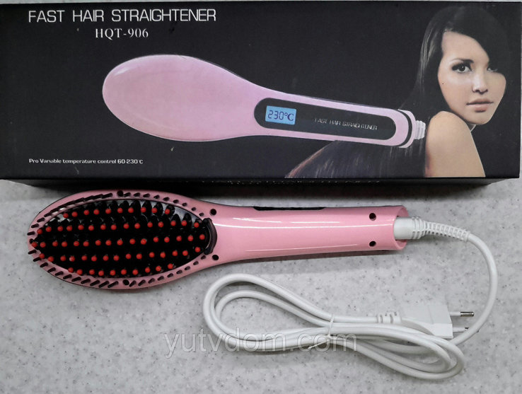Гребінець-випрямляч Fast Hair Straightener HQT 906 Рожева, фото №2